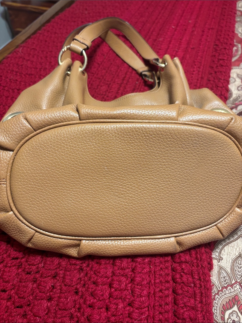 Michael Kors Cognac Brown Pebbled Leather Hobo with Tassel - Picture 4 of 13